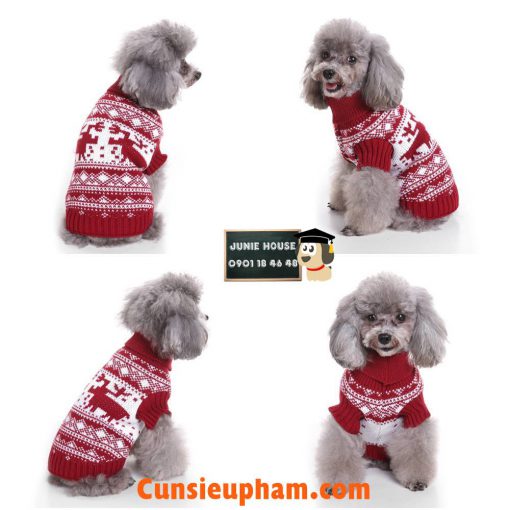 Junie House chuyên cung cấp các loại quần áo phụ kiện, đồ chơi cho chó mèo, áo len cổ lọ noel dành cho chó mèo ... Hotline 0901184648